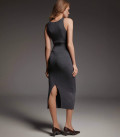 Kate midi dress with ribbed knit graphite