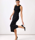Kate midi dress with ribbed knit black