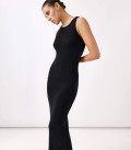 Kate midi dress with ribbed knit black