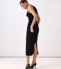 Kate midi dress with ribbed knit black