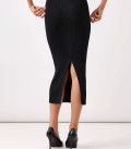 Kate midi dress with ribbed knit black