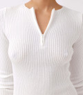 Cindy ribbed mini dress with zipper neckline milk