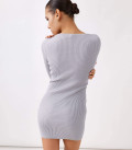 Cindy ribbed mini dress with zipper neckline gray