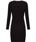 Cindy ribbed mini dress with zipper neckline black