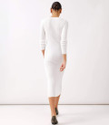 Cindy ribbed midi dress with zipper neckline milk