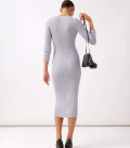 Cindy ribbed midi dress with zipper neckline gray