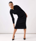 Cindy ribbed midi dress with zipper neckline black
