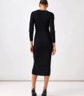 Cindy ribbed midi dress with zipper neckline black