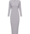 Cindy ribbed midi dress with zipper neckline gray