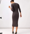 Cindy ribbed midi dress with zipper neckline cappuccino