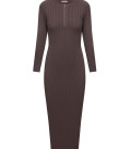 Cindy ribbed midi dress with zipper neckline cappuccino