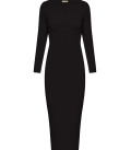 Cindy ribbed midi dress with zipper neckline black