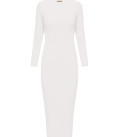 Cindy ribbed midi dress with zipper neckline milk