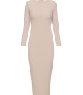 Cindy ribbed midi dress with zipper neckline ivory