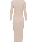 Cindy ribbed midi dress with zipper neckline ivory