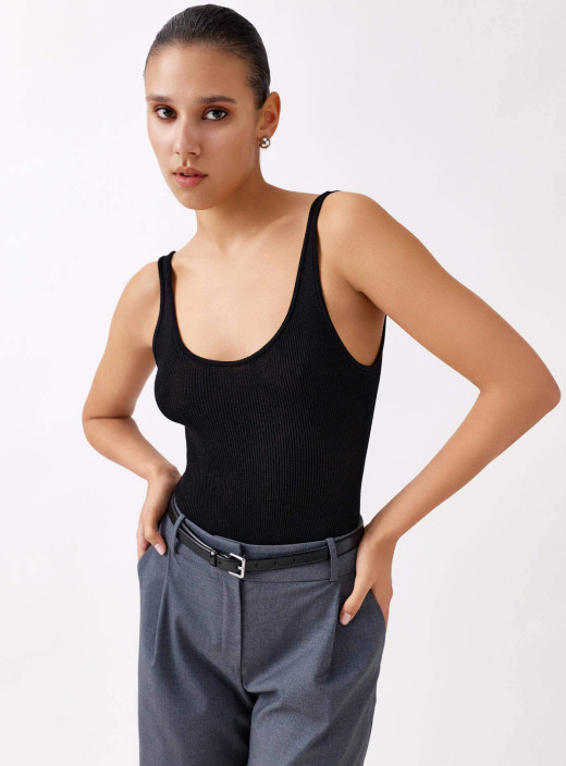 Sharon ribbed viscose bodysuit black