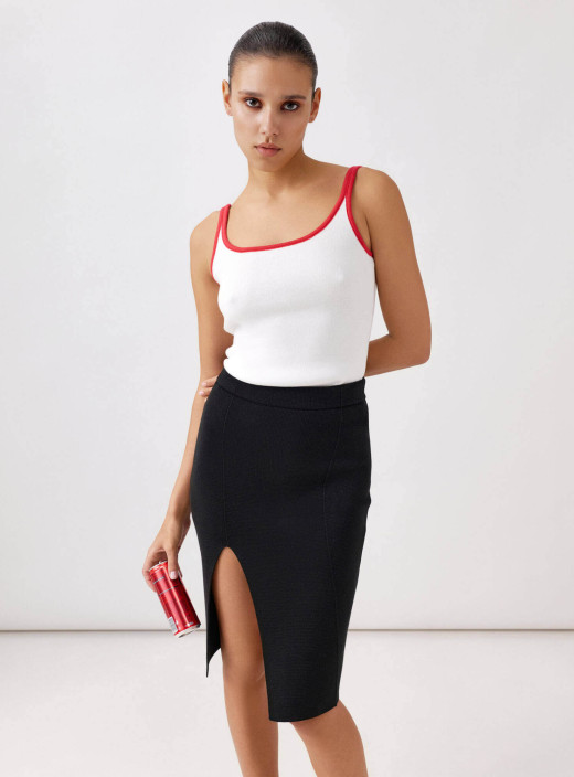 Linda tank top with contrast trim Milk + Red