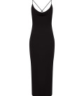 Theya dress in delicate viscose with an accent neckline black