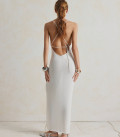 Theya dress in delicate viscose with an accent neckline milk