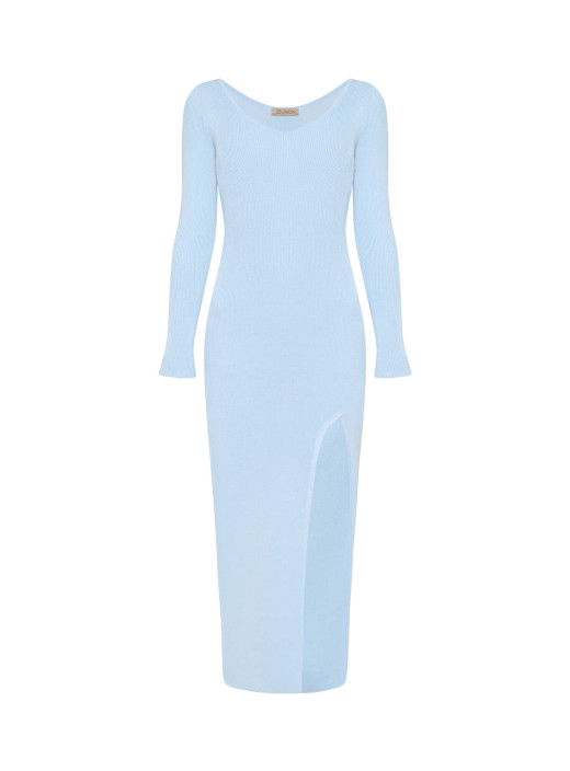 Dress with slit on the leg Evelyn light blue