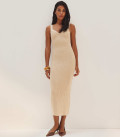 Dress with accent neckline Vivian cream
