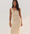 Dress with accent neckline Vivian cream