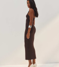 Dress with accent neckline Vivian chocolate