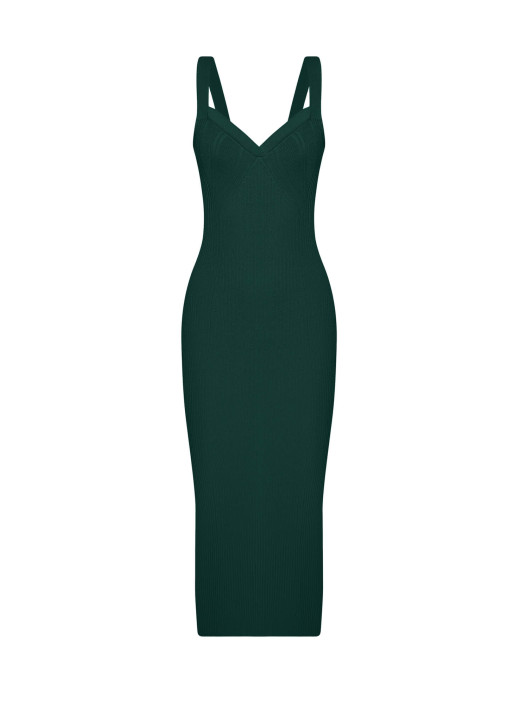 Dress with accent neckline Vivian dark green