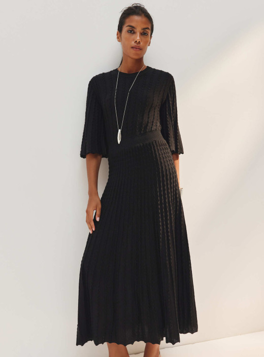 Openwork knit dress with sleeve Estelle black