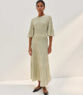 Openwork knit dress with sleeve Estelle light olive