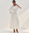 Openwork knit dress with sleeve Estelle milk