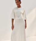 Openwork knit dress with sleeve Estelle milk