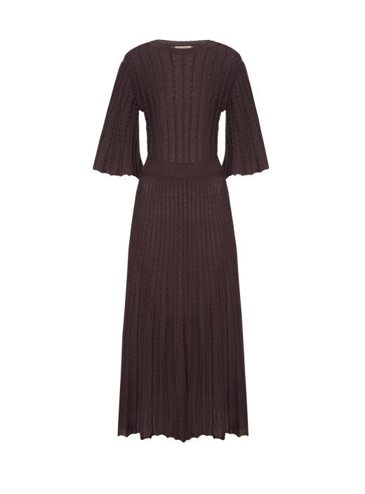 Openwork knit dress with sleeve Estelle chocolate
