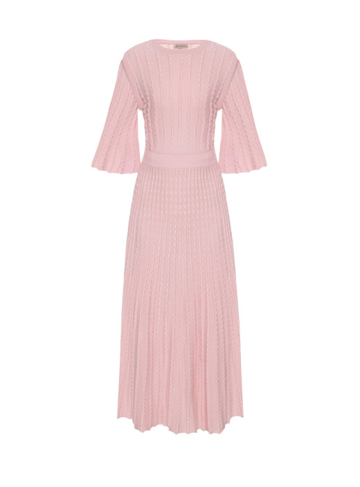 Openwork knit dress with sleeve Estelle powder