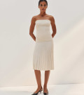 Mid-length pleated skirt Kamilla ivory