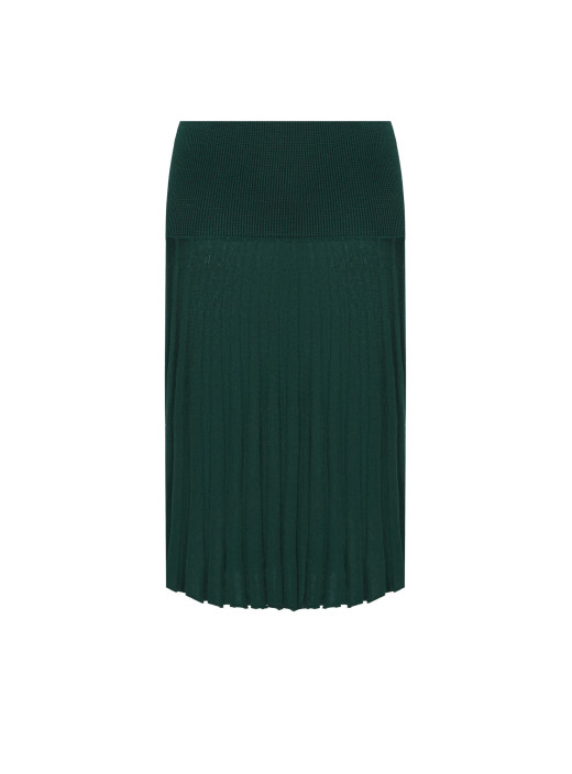 Mid-length pleated skirt Kamilla dark green