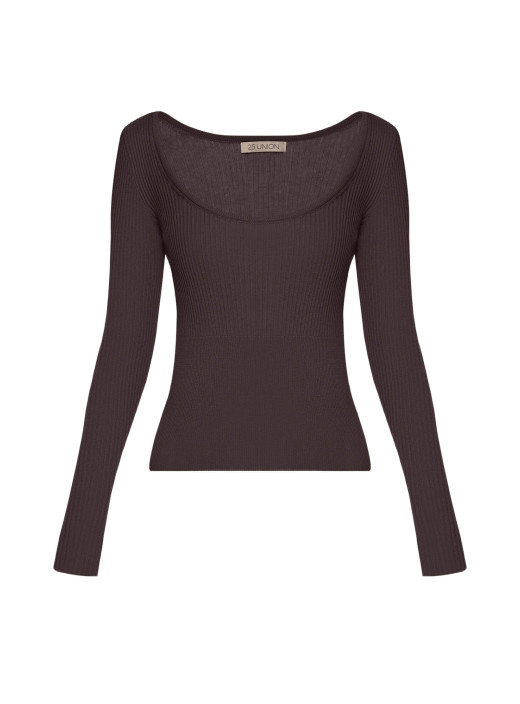 Jumper with an accent neckline Silva chocolate