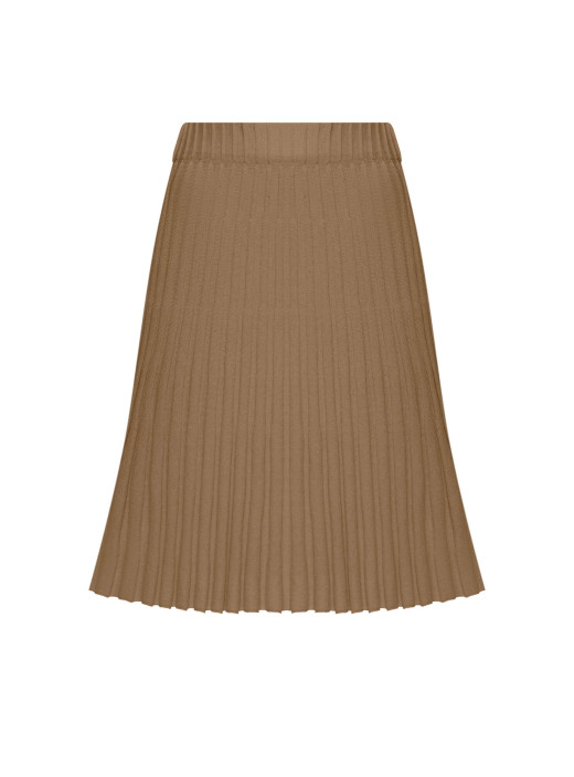 Pleated knee-length skirt Elle caramel