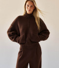 Textured knit bomber Sens chocolate