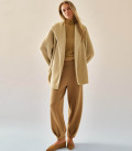 Hooded cardigan-coat with braided belt Lira beige