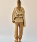 Hooded cardigan-coat with braided belt Lira beige