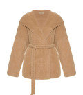 Hooded cardigan-coat with braided belt Lira caramel