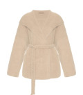 Hooded cardigan-coat with braided belt Lira beige