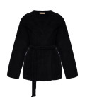 Hooded cardigan-coat with braided belt Lira black
