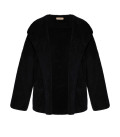 Hooded cardigan-coat with braided belt Lira black