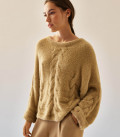 Oversized fluffy yarn sweater Aria caramel