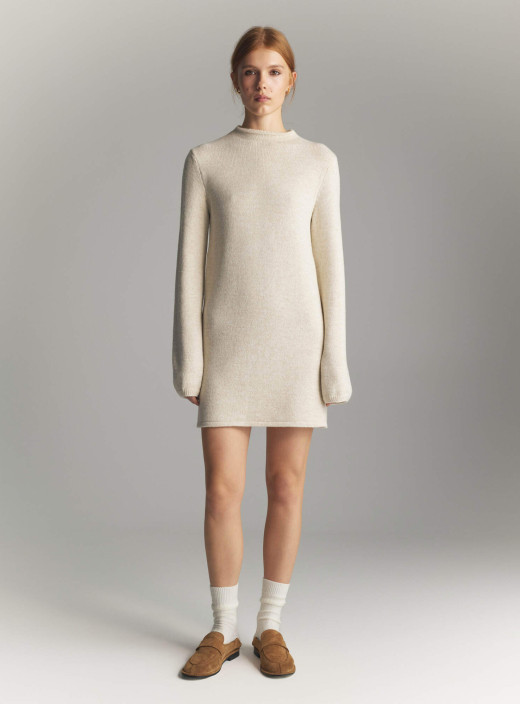 Lea soft warm yarn dress light beige
