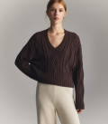 Liore geometric pattern jumper in chocolate