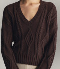 Liore geometric pattern jumper in chocolate
