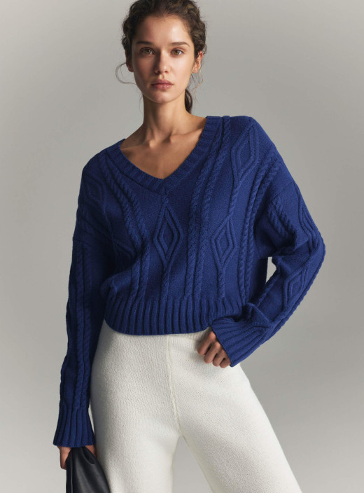 Liore geometric pattern jumper in blue